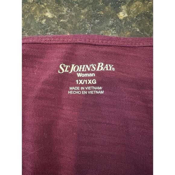 St John's Bay Women's 1X Purple V-Neck Long Sleeve Blouse Casual - Picture 6 of 7